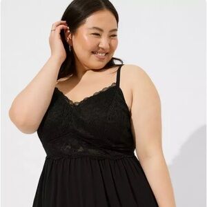 Torrid Babydoll Tank Top Black Lace size 1‎